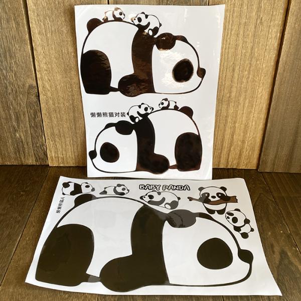 パンダ ステッカー シール かわいい ジャンボ 車 エンブレム ドレスアップ 傷かくし おしゃれ