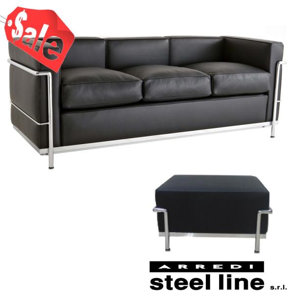 *超PayPay祭連動セール* ル・コルビジェ LC2 3P オットマンセット スティールライン社D...