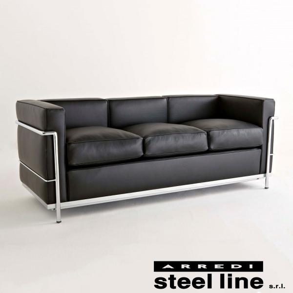ル・コルビジェ LC2 3P（アニリン本革） スティールライン社DESIGN900 (steel l...
