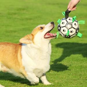 犬 おもちゃ サッカーボール ボール水に浮く 丈夫 長持ち 楽しい 壊れにくい 破裂しない 空気穴 ドッグトイ サッカーボール｜genwa-shop