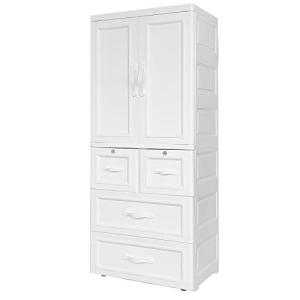 サンパーシー 4段収納 ワードローブ チェスト タンス クローゼット 鍵付き ハンガーラック