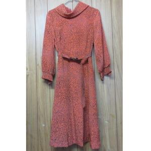 昭和レトロ ワンピース 長袖 青 9号 house of yamaki JAPAN古着