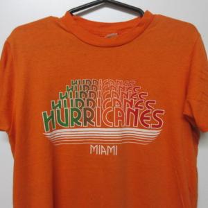 80s アメリカ製　オールド　Tシャツ M　オレンジ　マイアミ　ハリケーン　80年代 ヴィンテージ　USA古着　sy2206｜georgia5