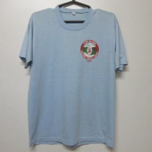80s アメリカ製　オールド　Tシャツ M　青　キャンプ　馬　80年代 ヴィンテージ　USA古着　sy2210｜georgia5