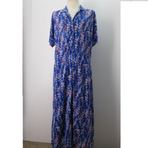 昭和レトロ ワンピース 長袖 青 9号 house of yamaki JAPAN古着