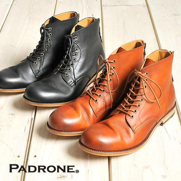 サイズ交換初回片道送料無料 パドローネ PADRONE バックジップ レースアップブーツ ANTON...