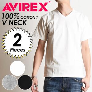 AVIREX アビレックス 選べる2枚組 2パックTシャツ Vネック メンズ 半袖 Tシャツ インナー 6183381｜geostyle
