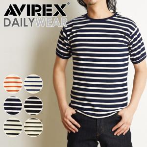 （ポイント5倍・送料無料）AVIREX アビレックス 半袖 クルーネック ボーダー Tシャツ 6123302 アヴィレックス デイリー メンズ  インナー 丈夫｜geostyle