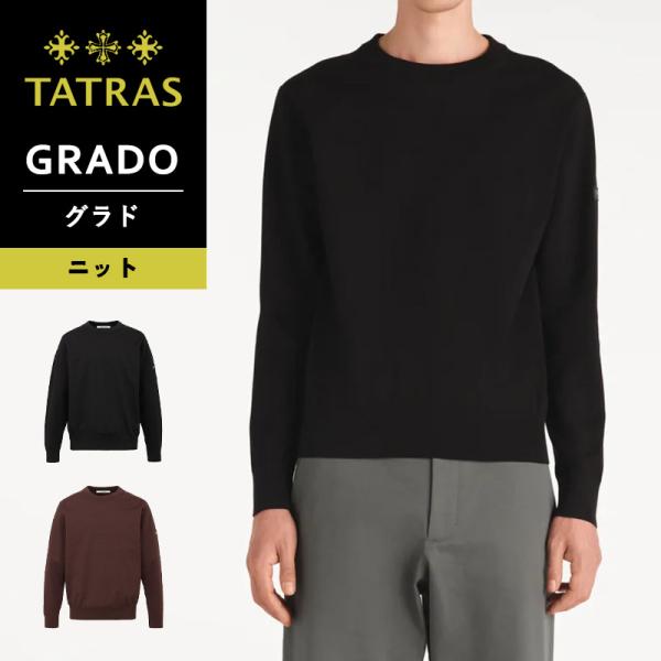 タトラス TATRAS GRADO グラド クルーネックニット メンズ 長袖 プレーティング ロゴワ...