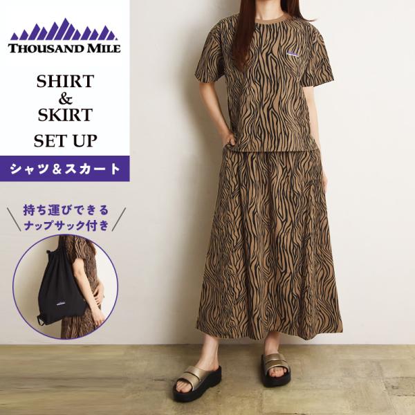 サウザンドマイル THOUSAND MILE ショートスリーブシャツ スカート セットアップ レディ...