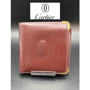 【中古品】Cartier　カルティエ　マストライン　二つ折り財布　ワインレッド　ボルドー　レザー　本革　ユニセックス　お買い得 　｜gerberayachiyo