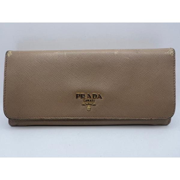 【中古】PRADA プラダ サフィアーノ 長財布 ベージュ 使用感あり 1M1132