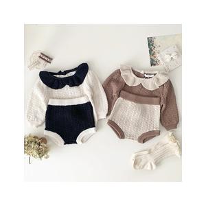 ニット セットアップ ボンボン 秋 秋冬 冬 女の子 襟フリル  ベビー 赤ちゃん セットアップ ニ...