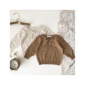 ニット トップス リボン 秋 秋冬 冬 女の子  ベビー 赤ちゃん フリルニットトップス  リボン ...