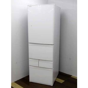 冷蔵庫 東芝 ベジータ GR-S41GXV 2021年製 411L 5ドア グランホワイト ガラスドア タッチオープン 自動製氷 真ん中野菜室