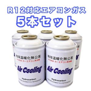 R12対応　ノンフロンエアコンガス　5本セット　エアクーリング　Air Cooling　旧車、バス、冷蔵庫などに