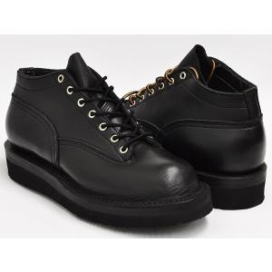 NICKS BOOTS OXFORD LACE TO TOE 4inch 【ニックスブーツ レーストゥトゥ 4インチ ミッド】 BLACK STRAP SMOOTH LEATHER #2021 VIBRAM SOLE (BLACK) (WIDTH:E)｜gettry