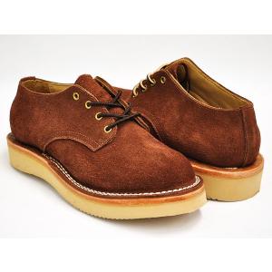 NICK'S BOOTS OXFORD 3inch 【ニックスブーツ オックスフォード 3インチ】 CHOCOLATE ROUGHOUT #2021 VIBRAM SOLE (SAND) (WIDTH:E)｜gettry