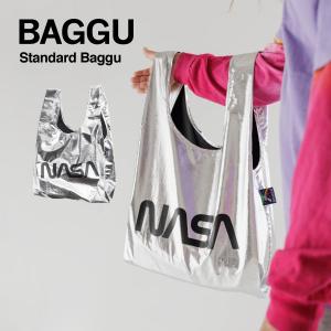 BAGGU STANDARD BAGGU 【バグゥ スタンダード サイズ バグー メタリック シルバー ナサ NASA】 SPACE LOGO SILVER｜gettry