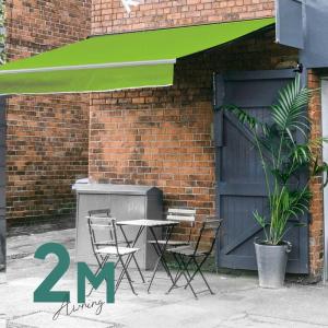 オーニングテント 2M 張出 1.5m 巻き取り式 防水 格納式 手動 白