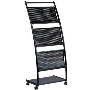 マガジンラック スリム キャスター 3段 黒 高耐久