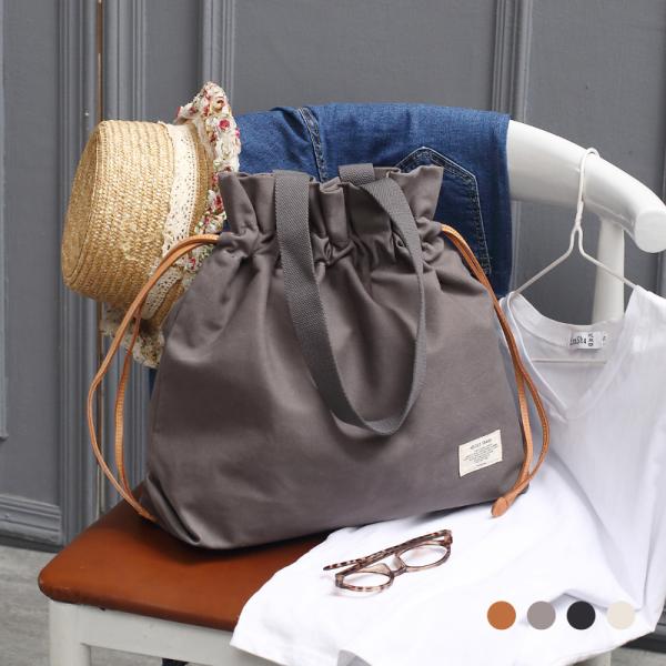 トートバッグ レディース キャンバス 無地 帆布 巾着トート 縦型 大きめ 大きい a4 おしゃれ ...