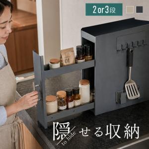 隠せる調味料ラック 前が開く フラップ式 キッチンラック おしゃれ 大