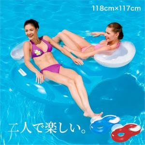 浮き輪 フロート 2人乗り ダブルリング 背もたれ ハンドル付き