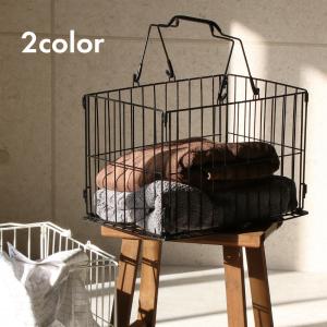 ランドリーバスケット 洗濯カゴ おしゃれ 洗濯かご ワイヤーバスケット 北欧 収納 洗面所 脱衣所 キッチン ホワイト ブラック 白 黒