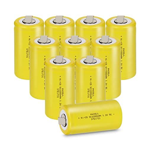 PKCELL Sub-C SC充電池ニッケルカドミウム電池 1.2V NI-CD 2200mAh タ...