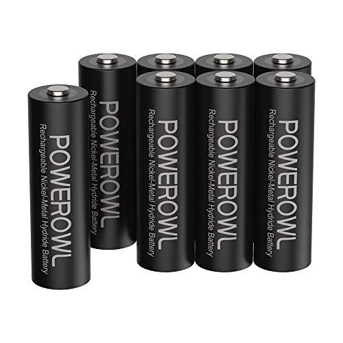 Powerowl単3形充電式ニッケル水素電池8個パック PSE安全認証 自然放電抑制 環境保護(28...