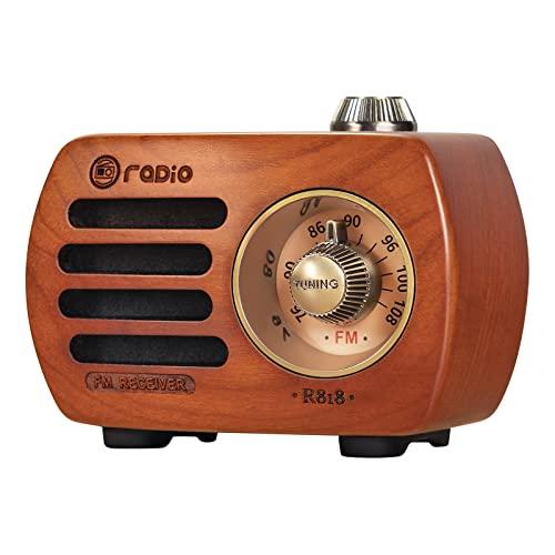 Gemean R-818 木製 ラジオBluetooth スピーカー小型ラジオ ワイドFM レトロ ...