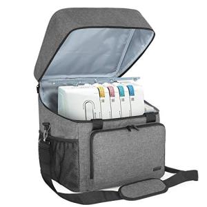 Luxja ロックミシン収納バッグ 底にハードバードあり クッション性 多いポケット(グレー)｜ggf1-store