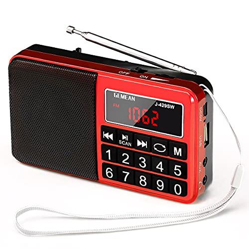 GemeanJ-429SW ポータブル USB ラジオ 充電式 携帯 対応 ワイド FM AM (M...