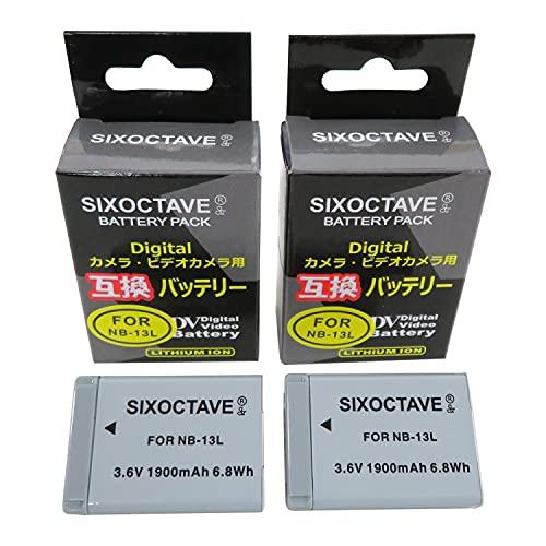 SIXOCTAVE 2個セット キヤノン NB-13L 互換バッテリー PowerShot G7 X...