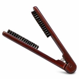 ヘアブラシ 豚毛 ストレートブラシ 挟むだけ 木製 くせ毛 寝癖直し ブロー用 静電気防止 メンズ レディース 兼用