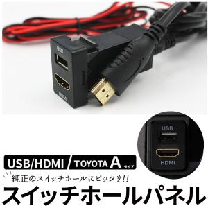 スイッチホール USB HDMI ポート増設 トヨタA スイッチホールパネル HDMIケーブル付 スマホ充電 ナビ 動画再生