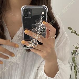 iPhoneSE ケース 蝶々付きチェーン アイフォンケース スマホケース チェーンホルダー ベルト リング 落下防止 リングベルト ハンディーベルト バンド ベルト付