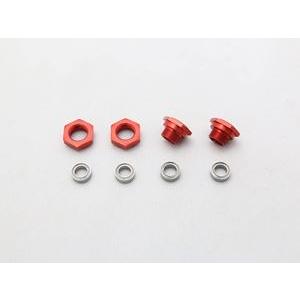 タミヤ2駆バギー用フロント六角ホイールハブ レッド（OP-89ホイール用） WP-0153 RCパー...