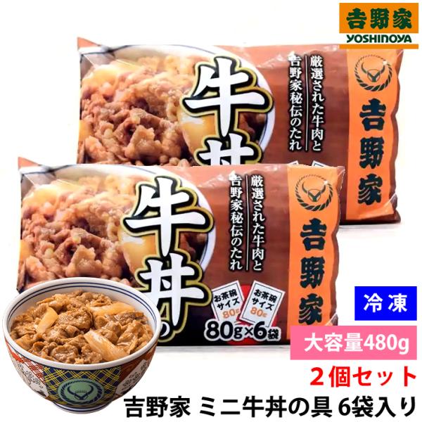 【2個セット】冷凍 吉野家 ミニ牛丼の具 80g×6袋セット 温めるだけの簡単調理 牛丼の具 レトル...