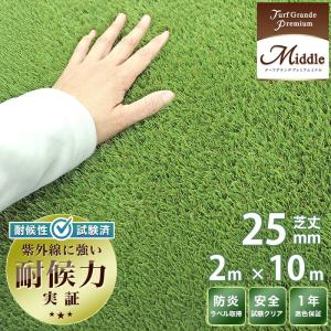人工芝 25ｍｍ 芝丈 プレミアム Turf Grande ターフグランデ 2m×10m 高密度 リアル人工芝 庭用 ベランダ バルコニー 外構