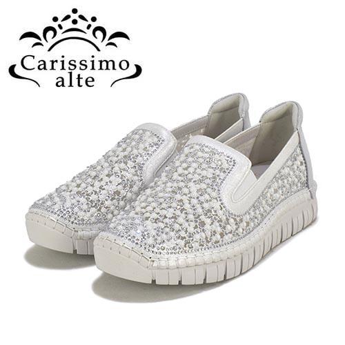 カリシモアルテ　Carissimoalte　生地（チュール）X革　スリッポン　スニーカー