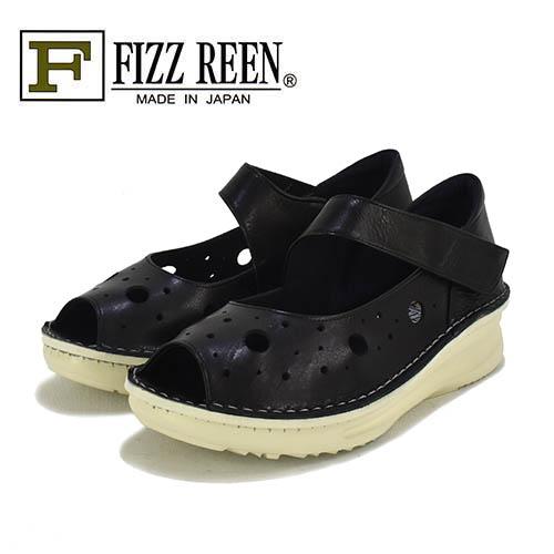 FIZZREEN　フィズリーン　革　甲ストラップ　オープントゥ　カジュアルシューズ