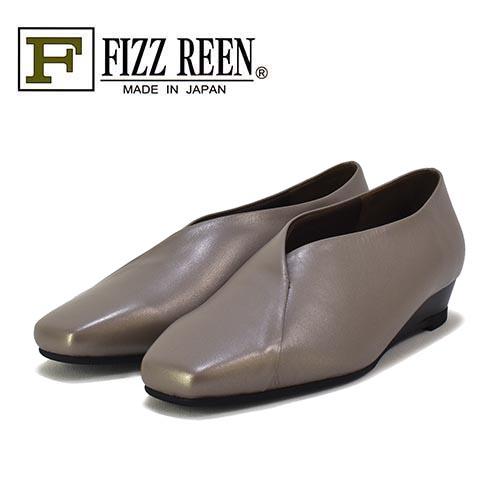 FIZZREEN　フィズリーン　革　Vカット　ローヒール　パンプス