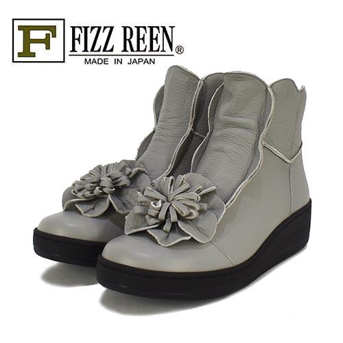 FIZZREEN　フィズリーン　革　花モチーフ　厚底　ショートブーツ
