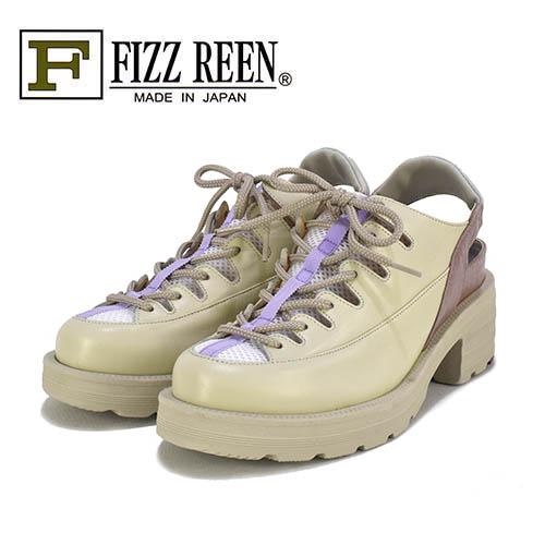 FIZZREEN　フィズリーン　革Ｘ生地　レースアップ　バックベルト　カジュアルシューズ