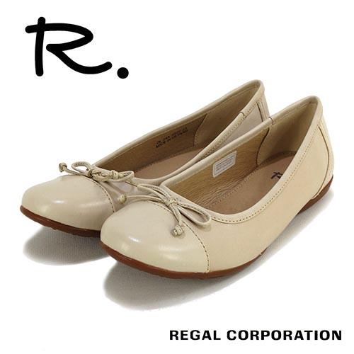 R. リーガル社製　革　リボン　バレエシューズ