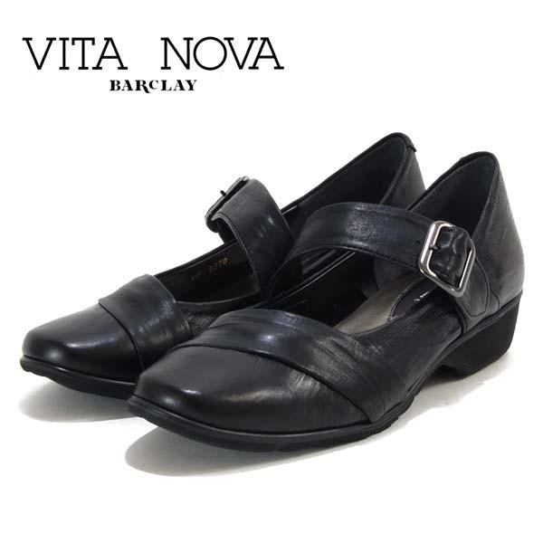 ビタノーバ VITA NOVA 革 甲ストラップ ローヒールパンプス
