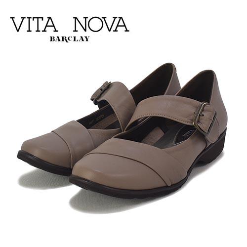 ビタノーバ　VITA NOVA　革　甲ストラップ　ローヒールパンプス