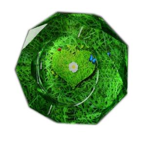 八角形 オクタゴン 多角形 卓上 花柄 花 紫 パープル 高級 クリスタル